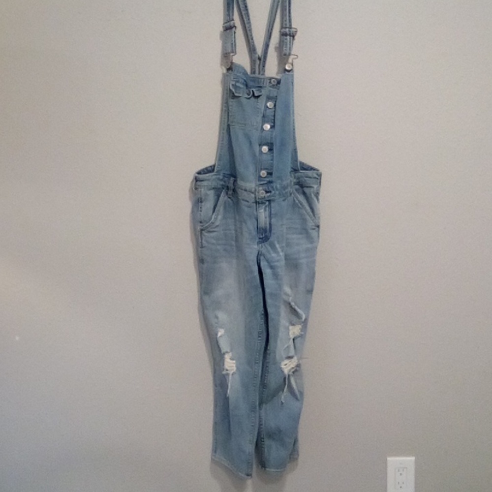Hollister overall, denim, ripped, size L